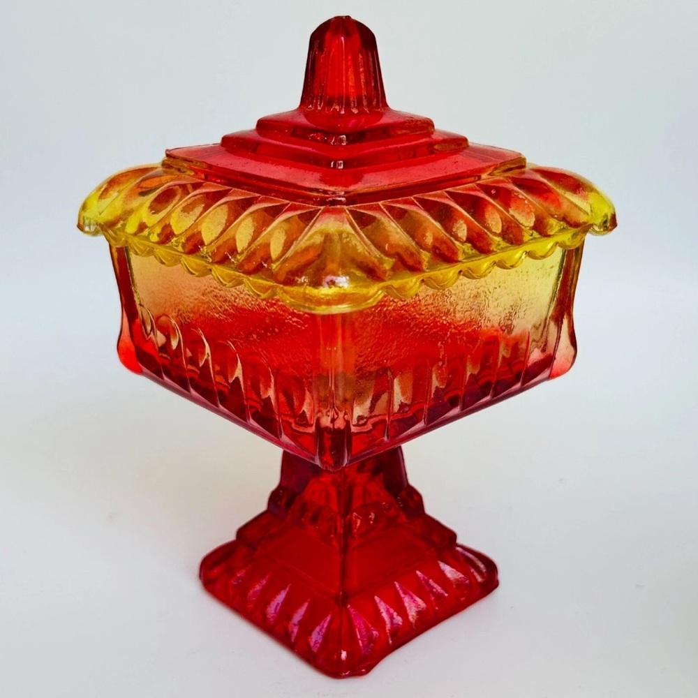Jeanette Amberina Glass Compote - Picture 10 of 11